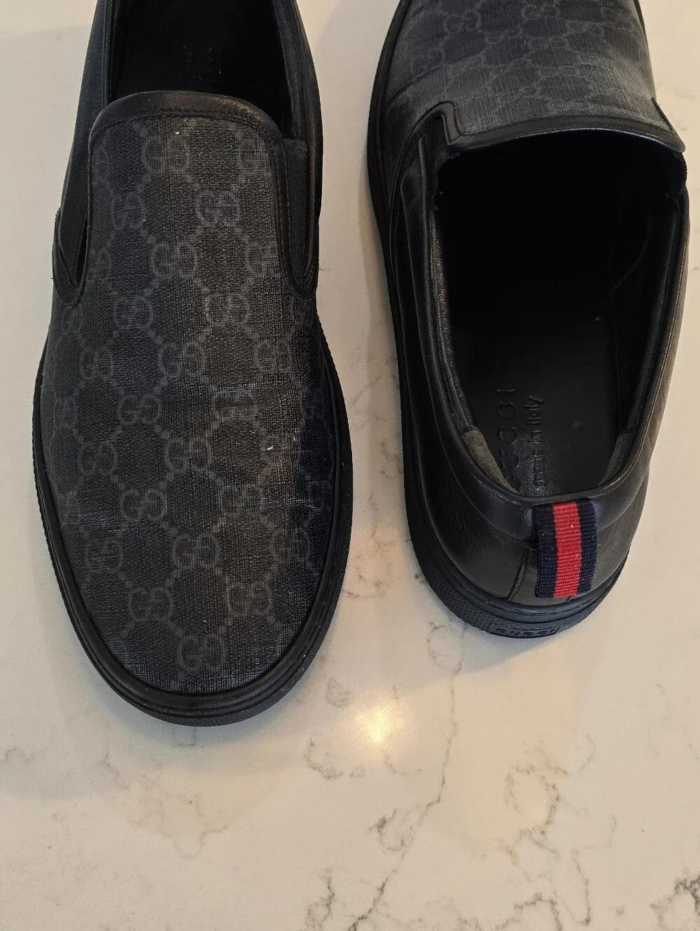 Gucci Black GG Supreme Slip-On Loafers 12